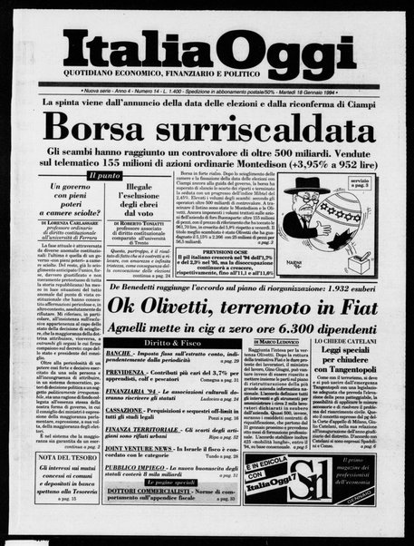 Italia oggi : quotidiano di economia finanza e politica